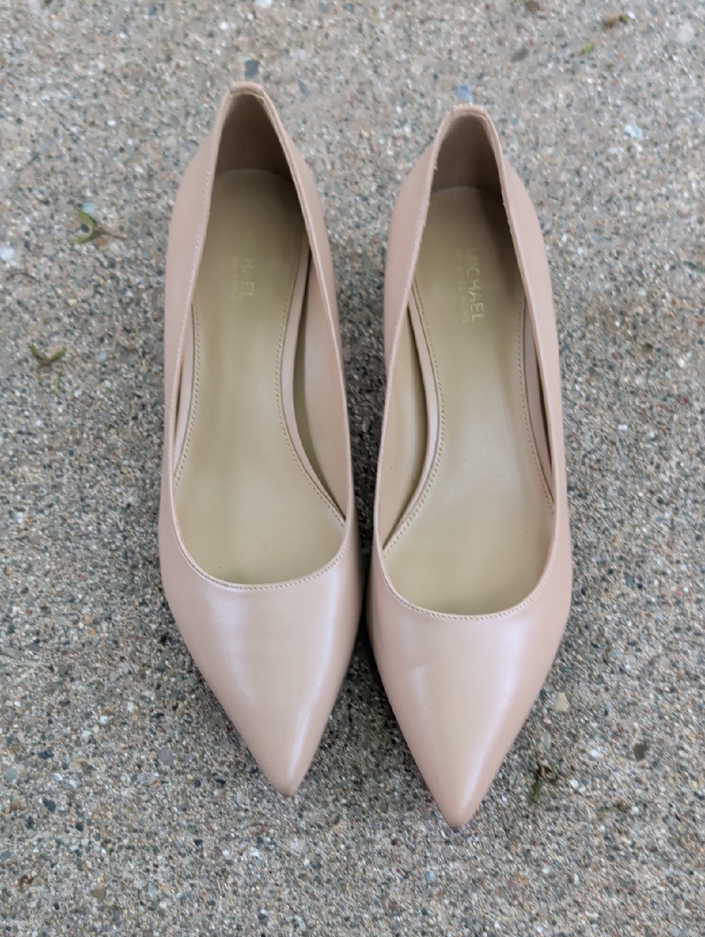Classic Michael Kors Pointed-Toe Nude Pumps - Women's Leather Flats